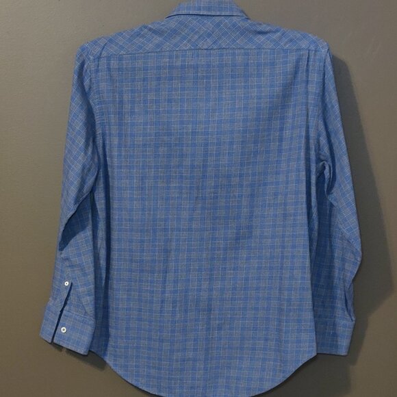 Billy Reid Standard Cut Long Sleeve Button Down Blue/Grey Plaid Shirt Men LARGE - Picture 3 of 7